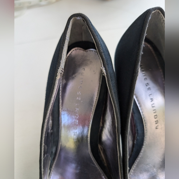 Chinese Laundry black satin embellished stiletto platform shoes size 9 - Picture 5 of 15